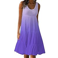 Summer Dresses for Women 2024, Women's Tank Pleated Bohemian Cute Sleeveless Flowing Beach Straight T, S, 3XL