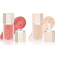 KIMUSE Soft Cream Blush for Cheeks & Natural Glow Liquid Filter, Weightless, Long-Wearing, Smudge Proof, Natural-Looking, Dewy Finish