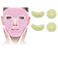 ZNÖCUETÖD Bundle of Gel Beads Ice Face Mask for Headaches, Puffy Eyes, Redness, Migraines and Gel Ice Pack Reusable Cooling Eye Pads and Under Patches
