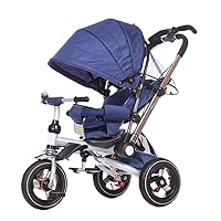 BicycleTricycle Children's Multi-Function 3-in-1 Tricycle with Awning Swivel Seat Design 1-6 Year Old Baby 2 Colors 58x81x56cm Steel Frame (Color : Red) (Color : Blue)