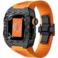 Carbon Fiber Titanium Metal Watch Case Rubber Band，For Apple Watch Series 9 40mm 41mm Replacement Accessories，Men Women Rm Style Watch Case Strap Mod Kit
