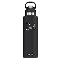 Tervis Fathers Day Engraved Dad Triple Walled Insulated Tumbler Travel Cup Keeps Drinks Cold, 40oz Wide Mouth Bottle, Onyx Shadow