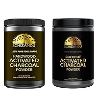 Double Detox Bundle - Coconut Charcoal Powder & Activated Hardwood Charcoal Powder for Natural Cleansing and Oral Care