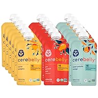 Cerebelly Organic Veggie Puree Smart Starter Variety Pack | 4 Oz (Pack of 18) | 5+ Months Baby Food Pouches | Tested for Heavy Metals | 16 Nutrients | Made With Whole Veggies, Non-GMO, No Added Sugar