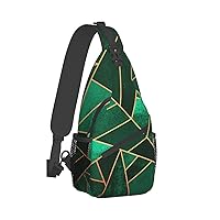 Black And Gold Geometric Print Crossbody Backpack Shoulder Bag Cross Chest Bag For Travel, Hiking Gym Tactical Use