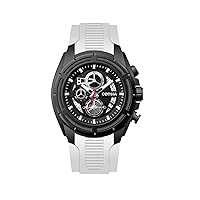 Men's Watch Chronograph 20242 48MM Black Tone Case White Silicone Band 30M Water Resistant Cable Bezel