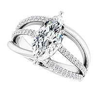 Fashionable FLOWERBUD Engagement Ring, Marquise Cut 2.00CT, Colorless Moissanite Ring, 925 Sterling Silver, Solitaire Engagement Ring, Wedding Ring, Perfact for Gift Or As You Want