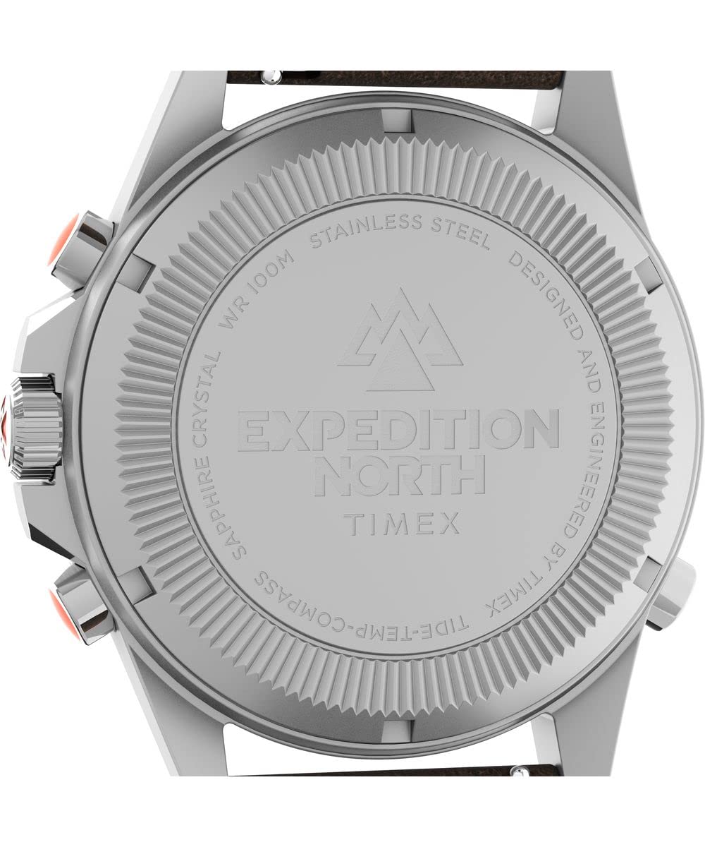 Timex Men's Expedition North Tide-Temp-Compass 43mm Watch - Brown Strap Black Dial Stainless Steel Case