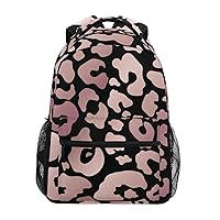 ALAZA Rose Gold Leopard Print Pink Cheetah Animal Backpack Purse with Multiple Pockets Name Card Personalized Travel Laptop School Book Bag, Size M/16.9 in