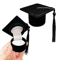 Rhsemi Pack of 2 Graduation Hat Jewellery Box, Graduation Gift Box, Graduation Gift, Doctor Hat, Unique Ring Box for Graduation, Wedding, Birthday, Holiday (Black, 6 x 6 x 3.7 cm)