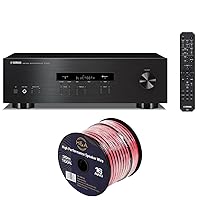 YAMAHA R-S202BL Stereo Receiver with Bluetooth + H&A 16 AWG Speaker Wire Cable (100' Spool)