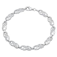Dazzlingrock Collection 0.25 Carat (ctw) Round White Diamond Ladies Infinity Tennis Link Bracelet 1/4 CT, Sterling Silver