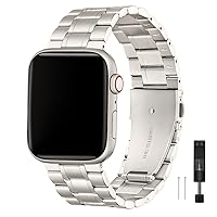 Bestig Stainless Steel Apple Watch Band, Compatible for 38/40/41/42/44/45/49mm Watches, Premium Metal Construction, Adjustable Length, Easy Installation and Release