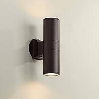 Possini Euro Design Modern Cylinder Wall Light Sconce Bronze Brown Hardwired 3 3/4