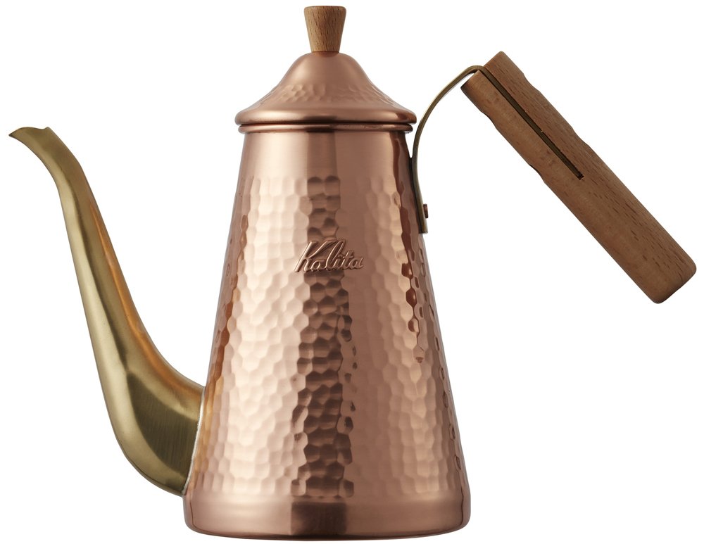 Kalita TSUBAME&Kalita #52204 Drip Pot, Coffee Pot, Narrow Mouth, Copper, Wooden Handle Handle, 0.2 gal (0.7 L), Drip Kettle, Coffee Kettle, Direct Fire, Kettle, Made in Japan, Coffee Shop, Cafe