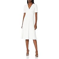 Tommy Hilfiger Womens Scuba Crepe Structured Short Puff Sleeve