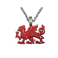 Red Toned Welsh Dragon Pendant Necklace