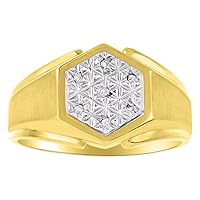 Rylos Mens Gold Ring Diamond Sterling Silver or Yellow Gold Plated Silver