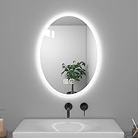 24x32 Inches Oval LED Bathroom Mirror with Lights,Front and Backlit,Wall Mounted, Anti-Fog,Smart Memory Function