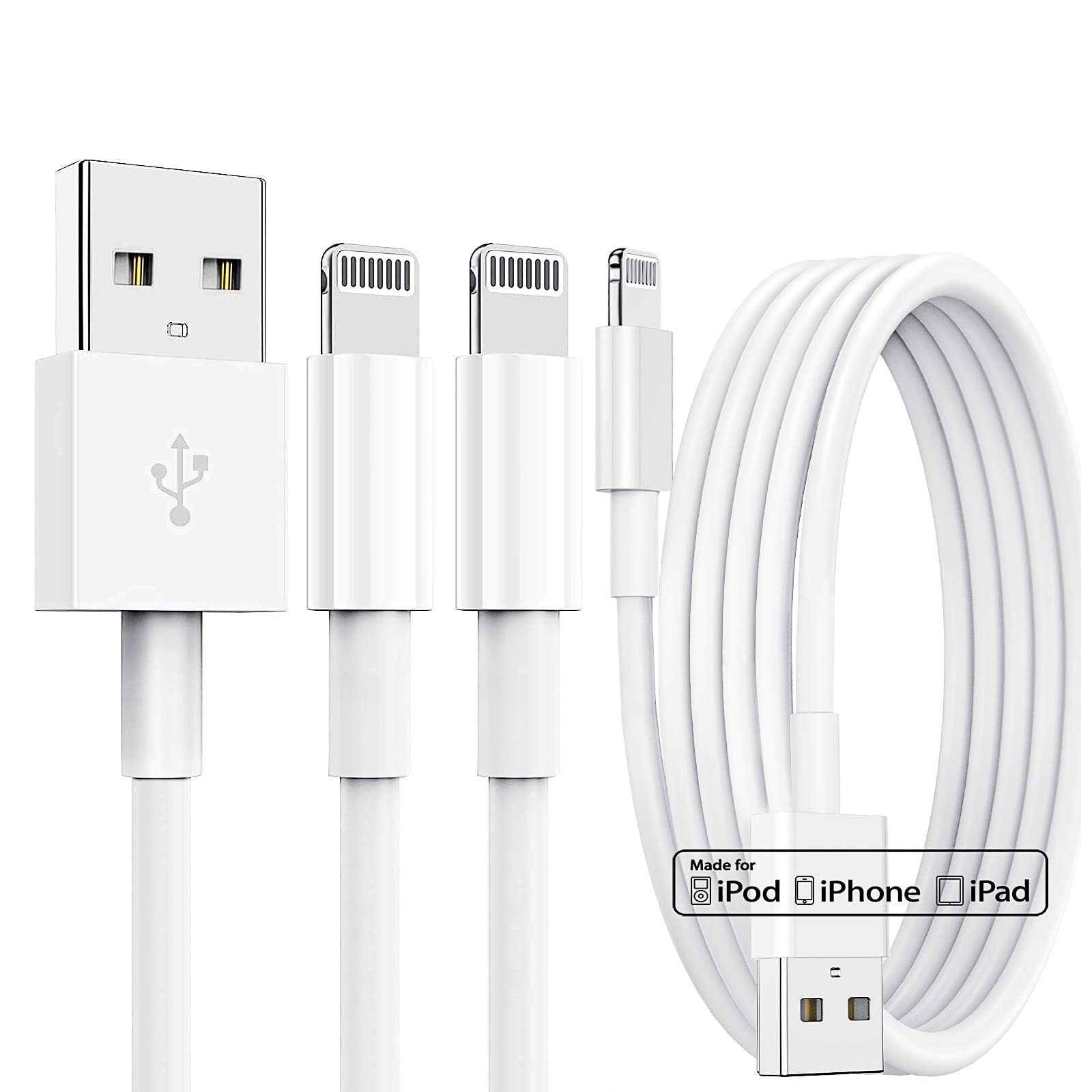 Quntis iPhone Charger 3 Pack 6ft [MFi Certified] iPhone Fast Charging Cable Cord Short USB A to Lightning Cable for iPhone 14 13 12 11 Pro Max XR XS X SE 8 7 6s 6 Plus 5S 5C 5 iPad Air Mini Airpods
