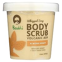 BODHI HANDMADE SOAP Almond Honey Volcanic Ash Whipped Soap Body Scrub, 14 OZ