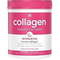 Collagen Beauty Complex with Hyaluronic Acid, Vitamin C + Biotin | Pescatarian, Keto Certified & Non-GMO Verified - Watermelon Yuzu (30 Servings)