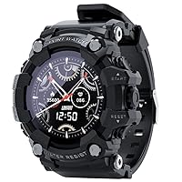 Smart Watch for Men Outdoor Waterproof Military Tactical Sports Watch Fitness Tracker Watch with Heart Rate Monitor Pedometer Sleep Tracker Compatible with iPhone Samsung NO Bluetooth Calling (Black)