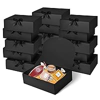 WLUSEAXI 15Pack Gift Boxes with Lids, 10.6x7.8x3.1 Inches Bridesmaid Proposal Boxes with Ribbon, Black Gift Boxes for Presents,Kraft Paper Boxes for Wedding Christmas Birthday Baby Shower Party