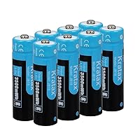 Kratax AA Rechargeable Batteries 3500mWh High Capacity Double A Lithium Battery 1.5V Constant Voltage Output, 1600Cycles, for Xbox Controller, Toys, Remote Controls, Flashlight-8 Pack AA Batteries