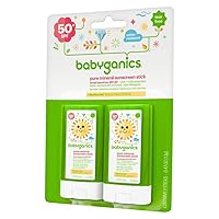 Babyganics - SPF 50+ Mineral Sunscreen Stick - 0.47 Ounce - Pack of 2