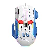 Gaming Mouse, Wired Ergonomic Gaming Mouse with 13 RGB Backlit, Mechanical Mouse with 10 Programmable Buttons & Fired Button, 6 Adjustable DPI up to 12800 for Windows MAC Laptop PC Gamers (White)