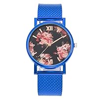 Wrist Watch for Women, Flower Dial Color Silicone Band Quartz Analog Watch