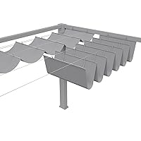 TANG Retractable Pergola Shade Cover Replacement Canopy Shade Covers for Deck Porch Patio Slide Hang Down Wave Shade Sail Removable with Hardware Wire Cable Light Grey 4'x10'