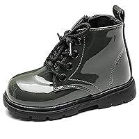 WUIWUIYU Boys Girls Side Zip Combat Ankle Boots Round-Toe School Daily Boots (Toddler/Little Kid)
