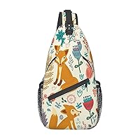 Cute Floral Animal Pattern Sling Backpack Multipurpose Crossbody Bag Sling Bag Daypack For Travel Hiking Sports