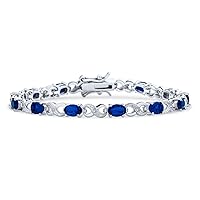 Bling Jewelry 9CT Simulated Sapphire Ruby Morganite Emerald Tourmaline Cubic Zirconia Blue Pink Green Red AAA Oval CZ Symbol Infinity Milgrain Tennis Bracelet For Women Rose Silver Plated