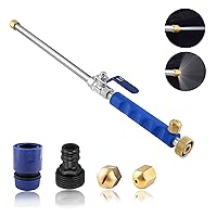 High Pressure Power Washer Wand for Garden Hose with Jet Nozzle and Fan Nozzle Hydro Jet Power Sprayer for Car Washing or Garden Cleaning Made of Durable Metal