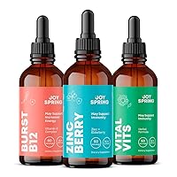 Vital Vits, Burst B12 & Zincberry Supplement Set - Natural Daily Herbal Drops - Fill in Dietary Gaps - Back to School Bundle - Help Boost Energy and Immune Function - Comes in Convenient Li