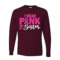 I Wear Pink for My Sister Survivor Breast Cancer Awareness Mens Long Sleeves