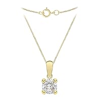 CARISSIMA Gold Women's 9ct Yellow Gold 5mm CZ Birthstone Pendant on 9ct Yellow Gold 20 Diamond Cut Curb Chain 46cm/18