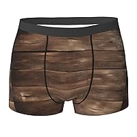 Rustic Old Barn Wood Print Men's Boxer Briefs Underwear Trunks Stretch Athletic Underwear for Moisture Wicking