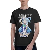 Anime Konosuba Aqua T Shirt Man's Summer Cotton Crew Neck Fashion Tee Cool Casual Tops