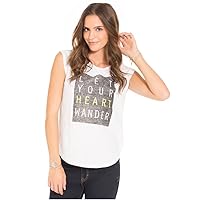AEROPOSTALE Womens Let Your Heart Wander Graphic T-Shirt, White, Large