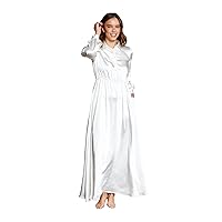 Button-Down Soft & Silky Stretch Satin LDS Temple Dress with Pockets in White, Mormon Temple Dress, Plus