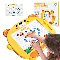 Kollsvein Magnetic Drawing Boards for Kids, Doodle Board with Magnetic Pens and Magnetic Beads, Writing Pad for 3 4 5 6 Year Old Toddlers (Little Bear)
