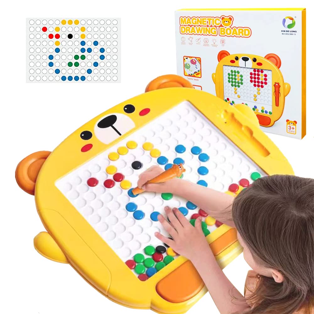 Kollsvein Magnetic Drawing Boards for Toddlers 1-3, Montessori Educational Preschool Magnetic Doodle Board with Magnetic Pens and Magnetic Beads, Outdoor Travel Toys for Ages 4 5 6 Boys Girls
