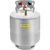 VEVOR Refrigerant Recovery Tank - 50 lb Capacity ac Recovery Tank with Y-Valve for Liquid/Vapor, Prevent Overflow, Resuable Reovery Tank HVAC for Many Refrigerants R12, R22, R134, R410, etc, Gray