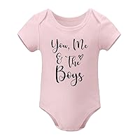 Newborn Outfit You Me & The Boys Jumpsuit Clothes Motivational Quotes Neutral Baby Pregnancy Announcement Pink, 18months