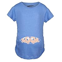 Maternity Peeking Twins T Shirt Cute New Baby Announcement Reveal Pregnancy Tee Funny Graphic Maternity Tee Funny Maternity T Shirt Funny Maternity Shirts Light Blue M