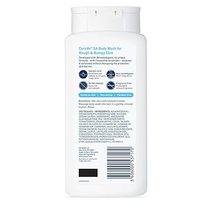 CeraVe Body Wash with Salicylic Acid | Fragrance Free Body Wash to Exfoliate Rough and Bumpy Skin | Allergy Tested | 10 Ounce